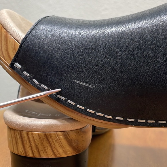 Dansko Maci Leather Slip On Clog Platform Sandals Black & Tan Size 37 (US 6.5-7) - Picture 12 of 16